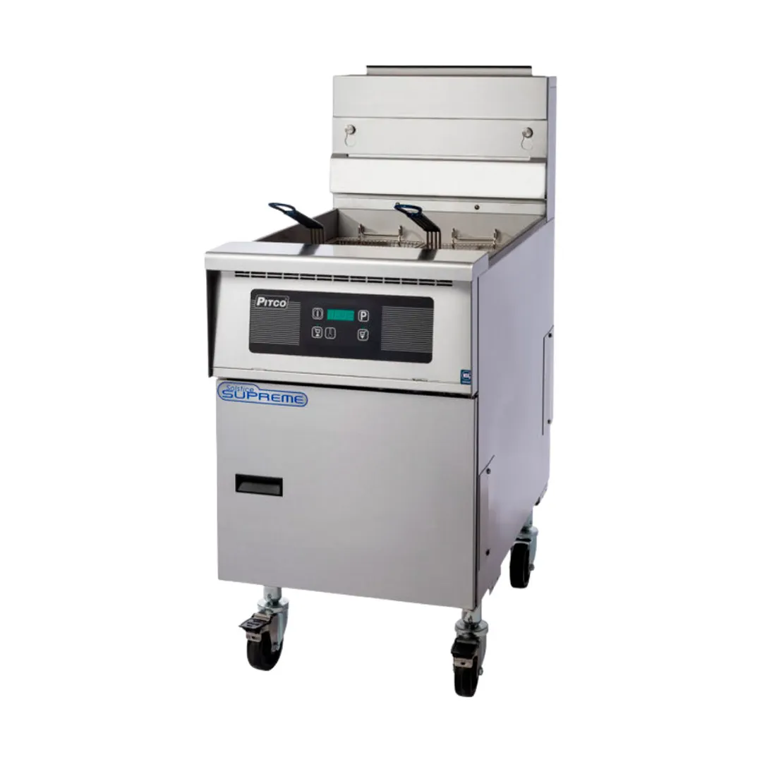 Pitco SSH75R Floor Model Gas Deep Fryer, Full Pot, NG or LP, 75 Ibs, Stainless Steel, 125.000 BTU