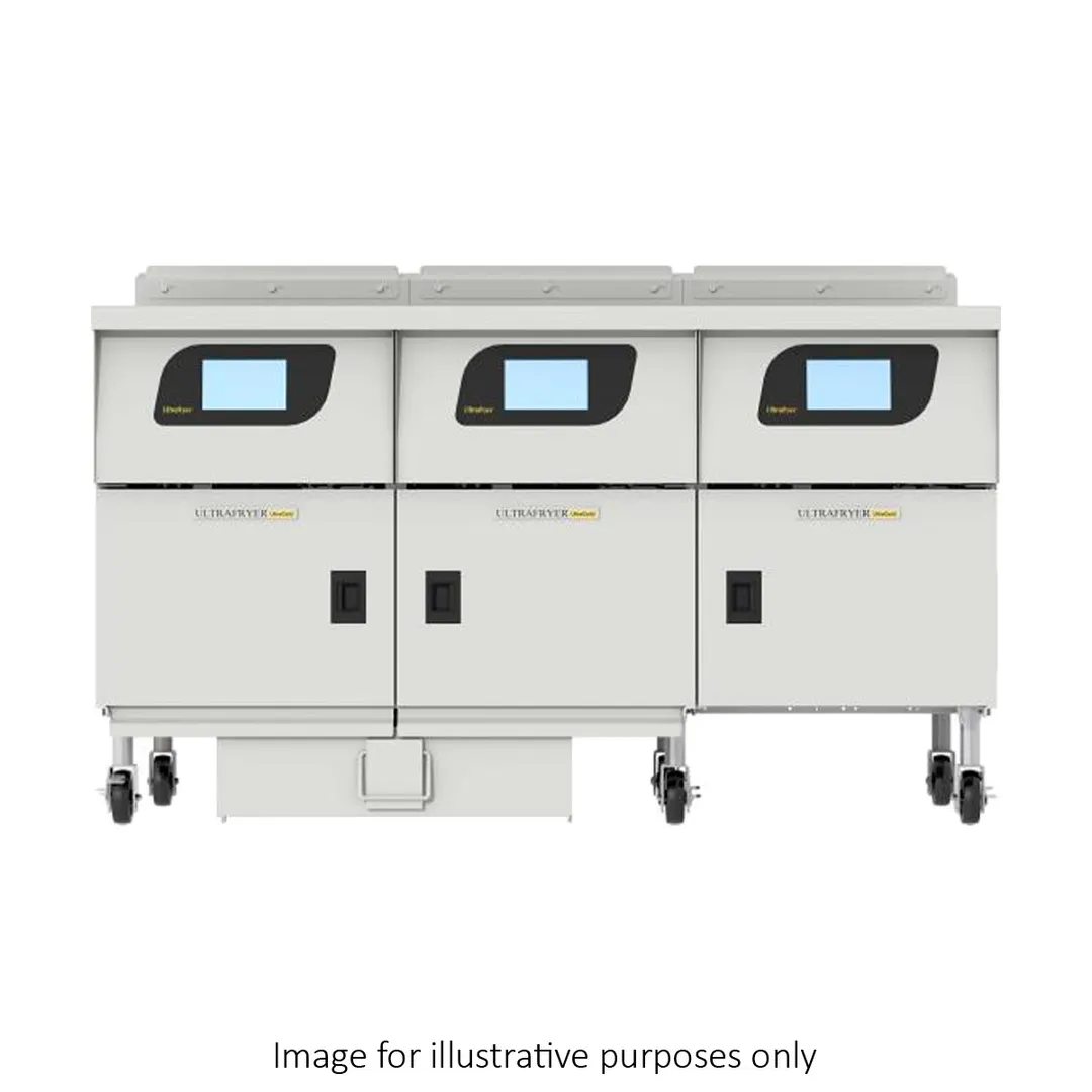 Ultrafryer UG18-23UCP 18" Floor Model Gas Deep Fryer, Multiple Battery, (3) 95 Ibs, 65,000 BTU, Touch Screen