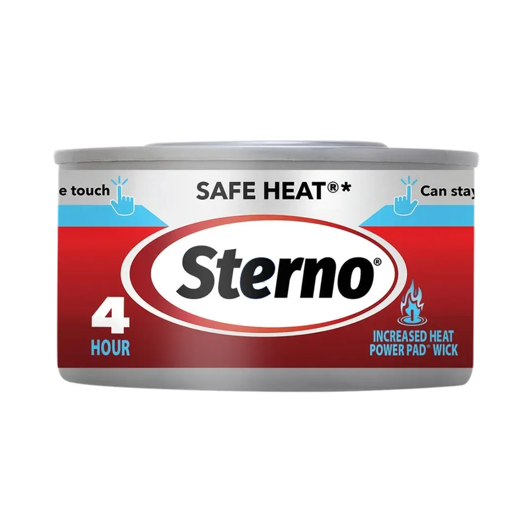 Sterno 10114 Safe Heat Chafing Fuel, Wick Type, 4‑Hour Burn Time, UL‑Validated, Packaging - 24/Case