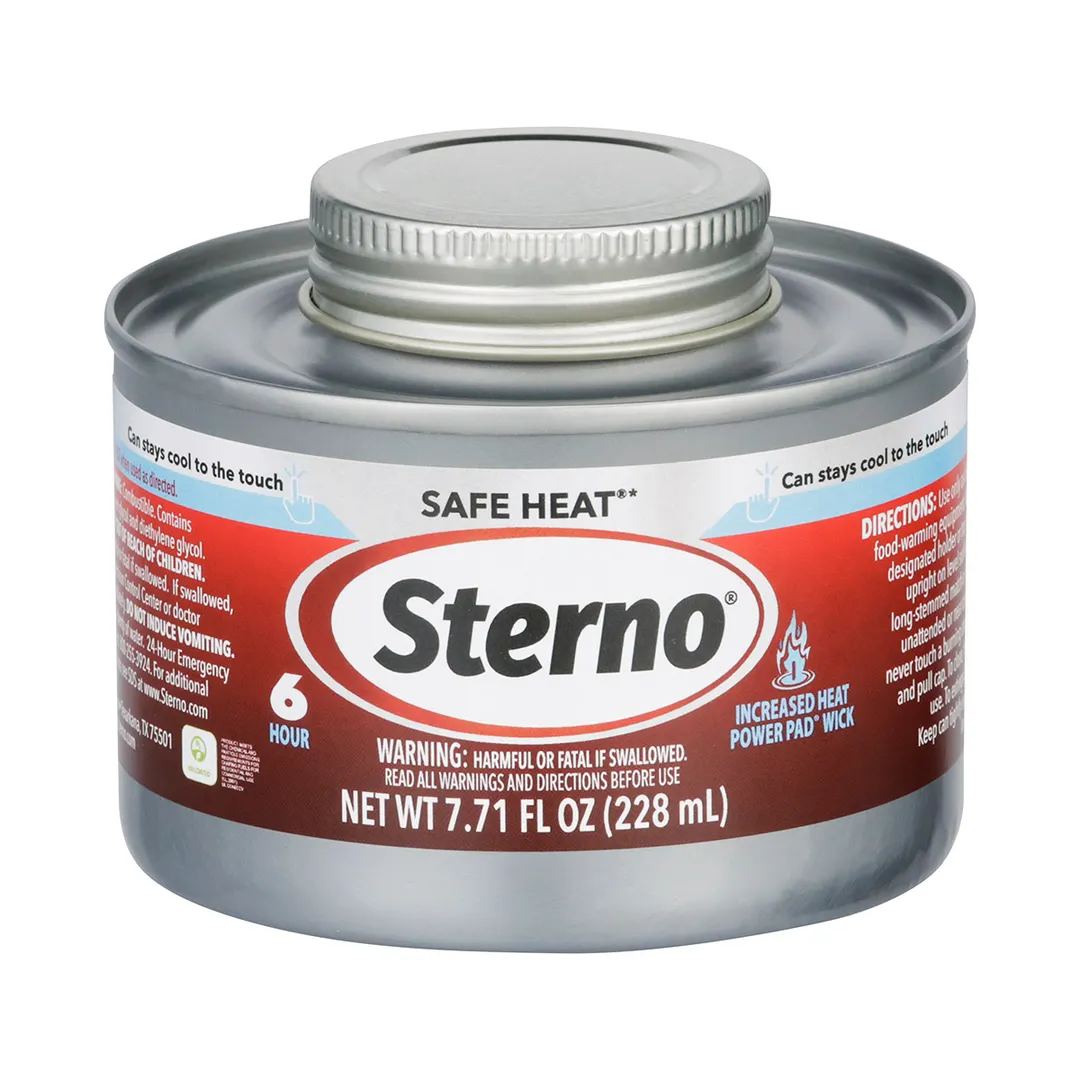 Sterno 10370 Safe Heat Chafing Fuel, Wick Type, 6 Hr Burn Time, UL‑Validated, SFI Compliant, 24/Case