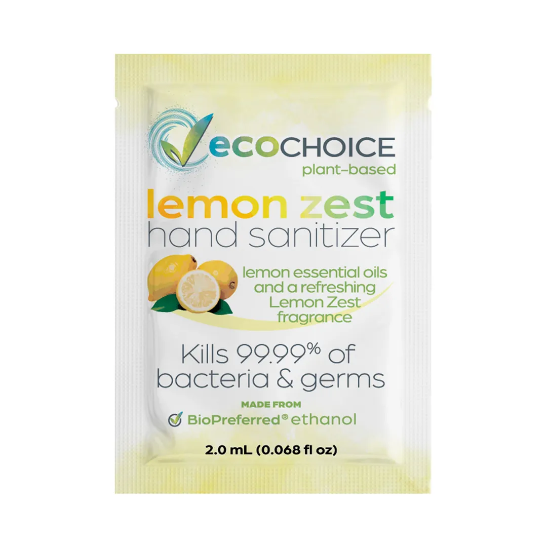 Sterno 20764 Hand Sanitizer – 2 mL Single‑Use, 70% Ethanol Gel, Lemon Zest, USDA Certified, 2000/Case
