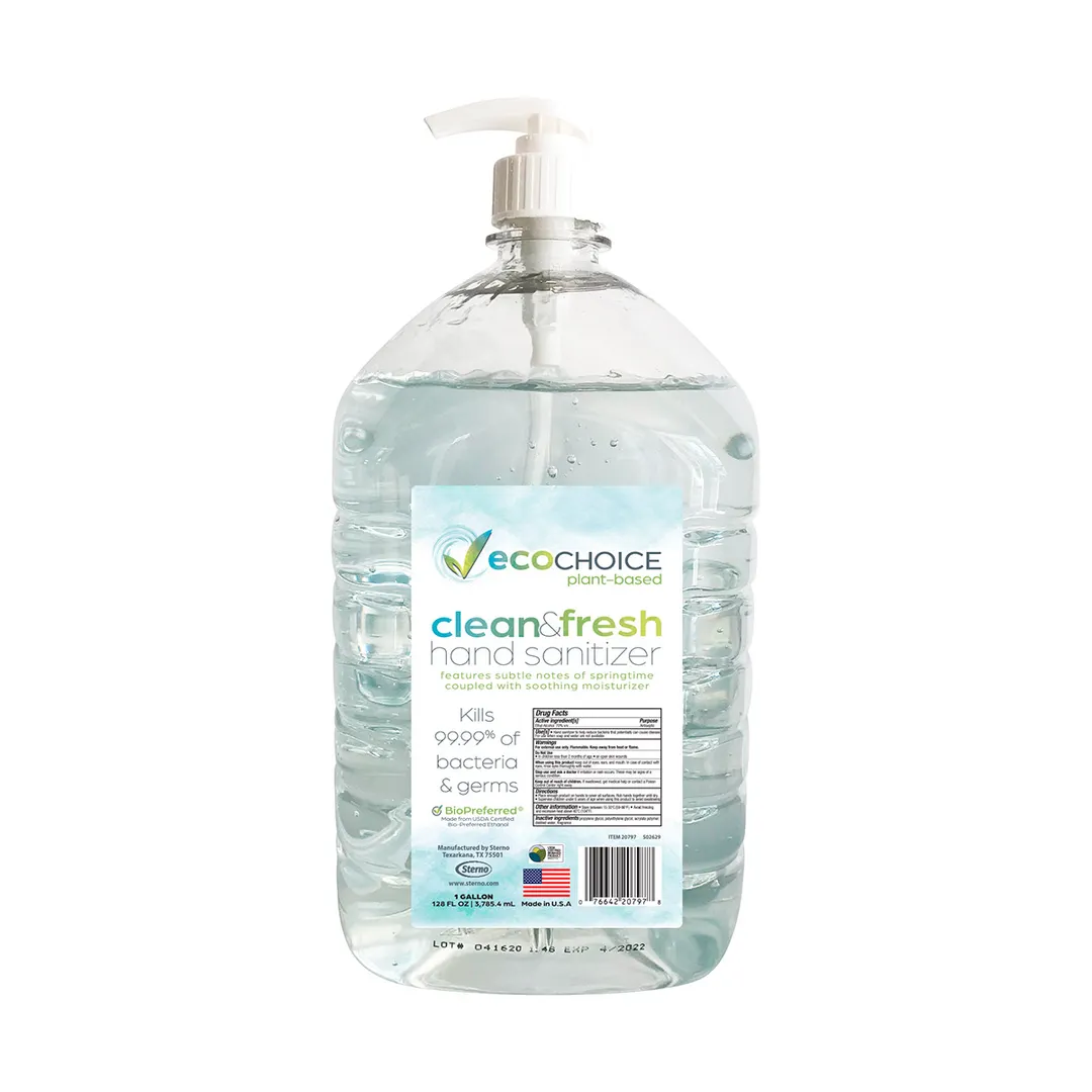Sterno 20798 Hand Sanitizer, 1 Gallon, 70% Ethyl Alcohol, USDA Certified, FDA Gel - 4/Case