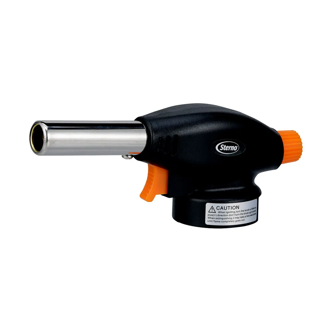 Sterno 50218 Butane Torch, Piezo Ignition, Adjustable Flame, Anti-Flare, Safety Shut-Off - 10/Case