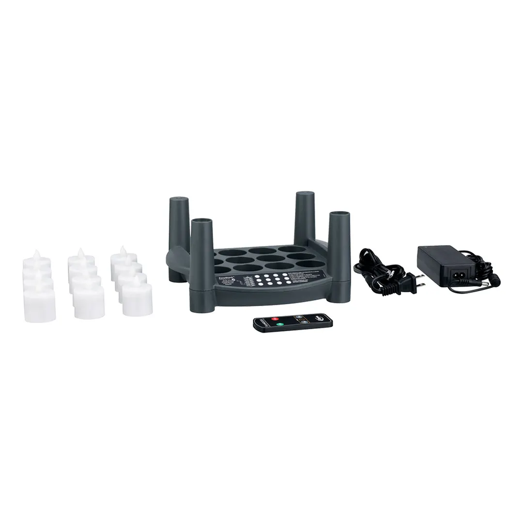 Sterno 60306 Candle Tealight Kit 11-3/4" x 9-3/4" x 9-3/4" H Tray Adapter LED Timer - Set