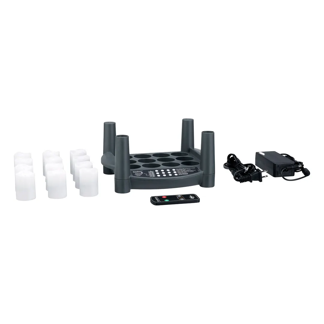 Sterno 60310 Candle Kit 2.0T, 11-1/2" x 9-3/4" x 9-3/4" H, LED White Flicker, Timer, 24-Hour Run - Set