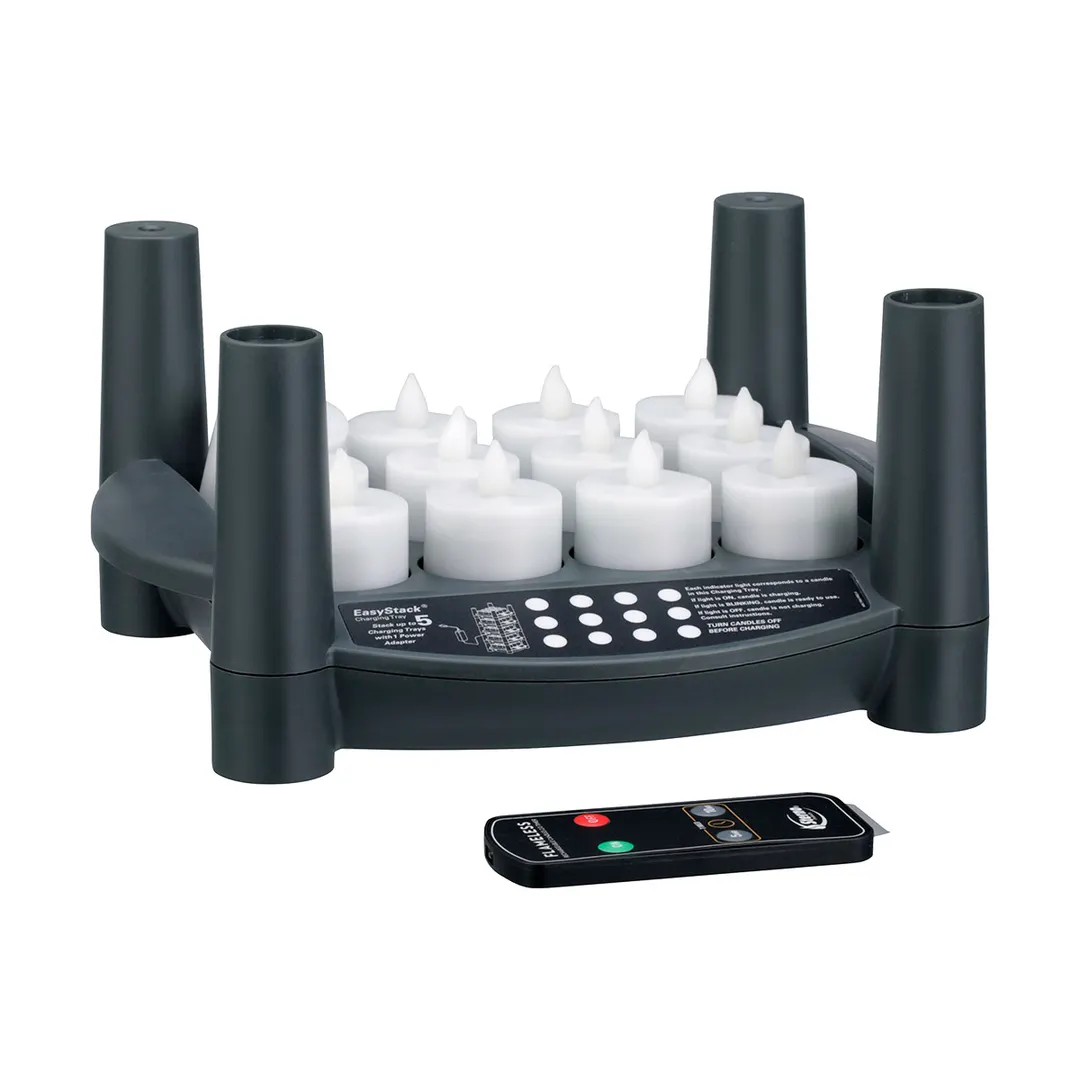 Sterno 60312 Rechargeable Flameless Candle Tealight Set, 11"-3/4 x 9"-3/4 x 9"-3/4 Amber LED - Set