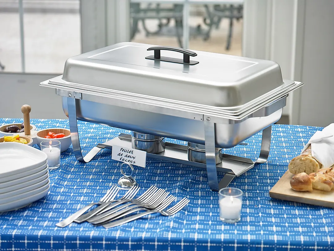 Sterno 70116 Dome Cover - Full‑Size Rectangular Stainless Steel Chafing Dish Lid, Polished Finish