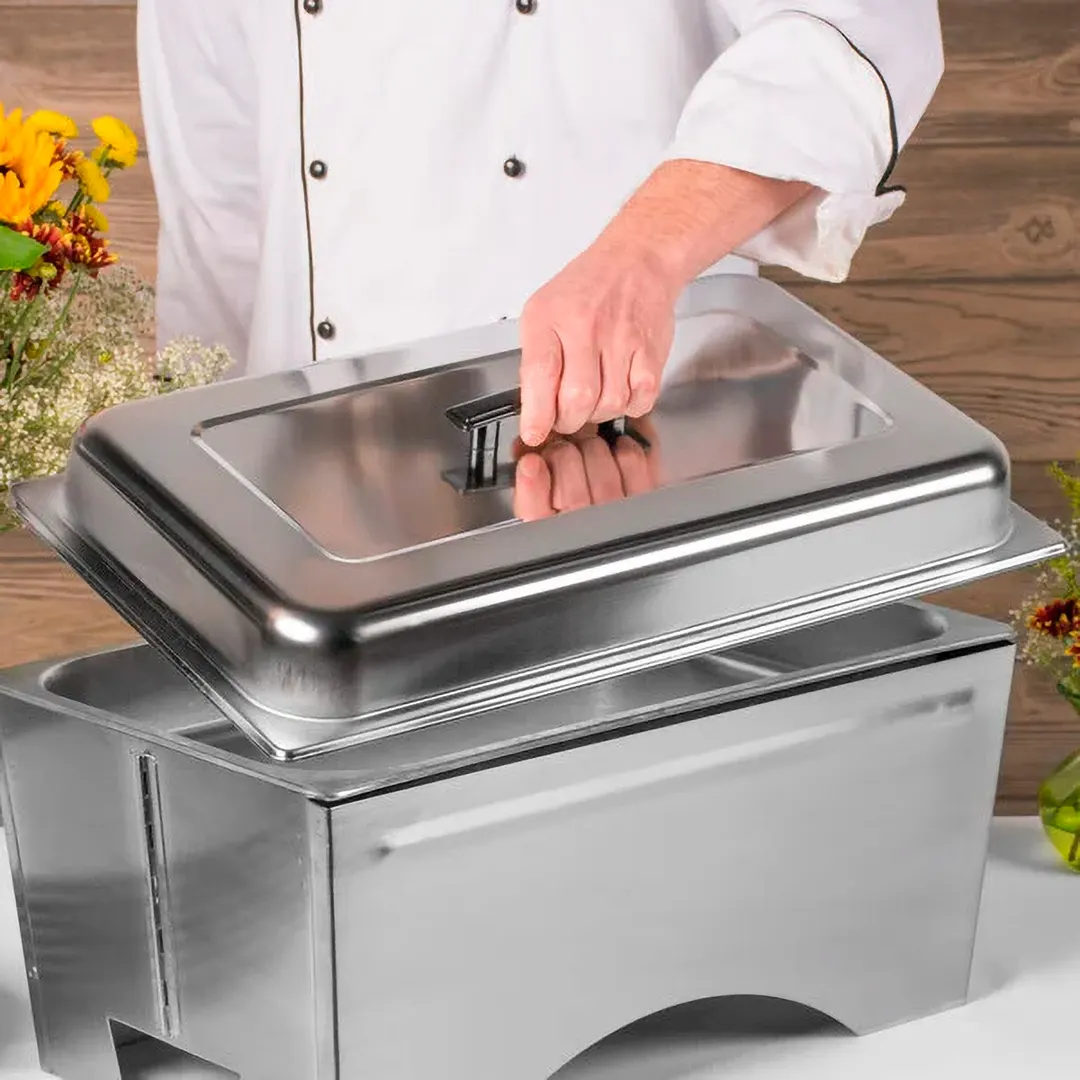 Sterno 70116 Dome Cover - Full‑Size Rectangular Stainless Steel Chafing Dish Lid, Polished Finish