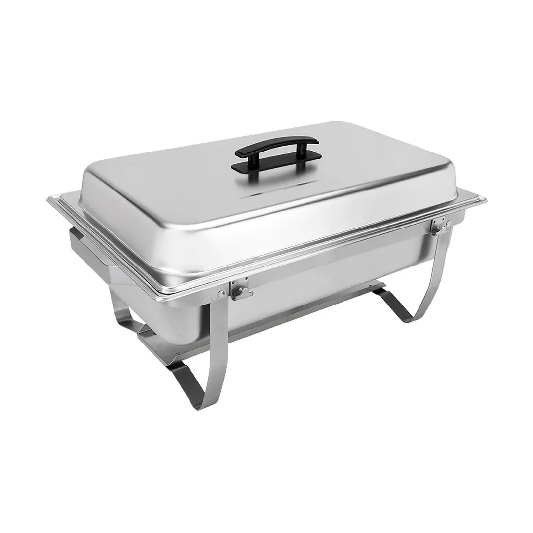 Sterno 70153 Buffet Chafer 8‑Pc Set, Rectangular 8 Qt Steel, 4" Water Pan, Two 2" Food Pans