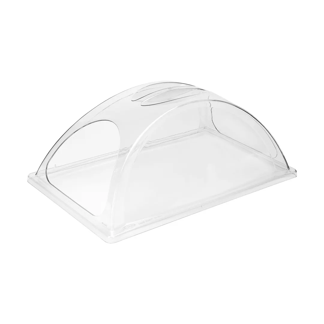 Sterno 70174 Rectangular Chafer Cover, Full‑Size Polycarbonate, Pinch Grip Handle, Portals - 3/Case