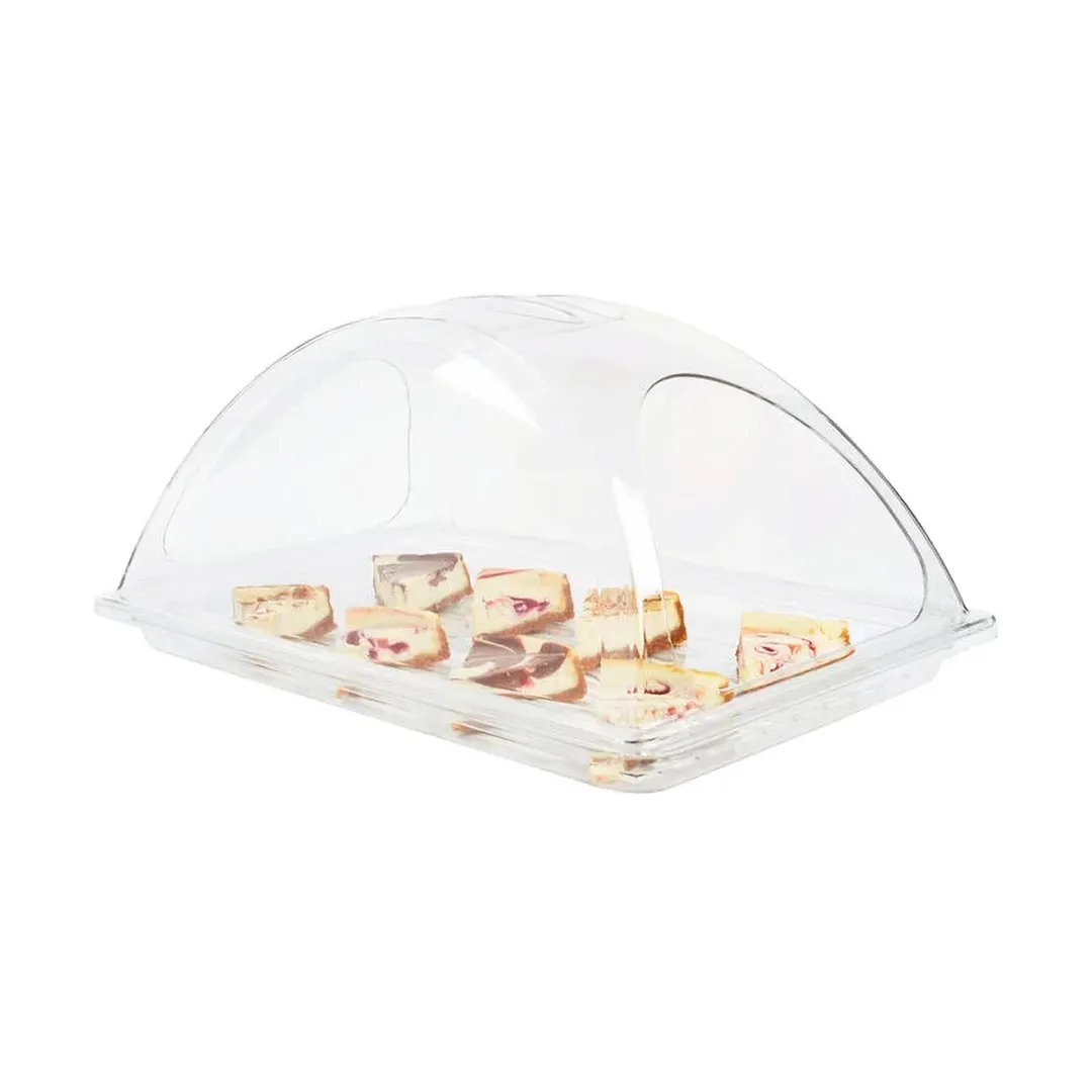 Sterno 70174 Rectangular Chafer Cover, Full‑Size Polycarbonate, Pinch Grip Handle, Portals - 3/Case