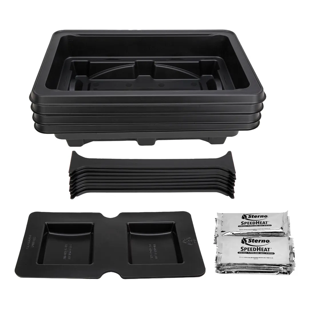 Sterno 70362 SpeedHeat Food Warming Kit - 4‑Kit Case, 4 Bases, 4 Trays, 8 Fuel Packets, 45‑Min Heat