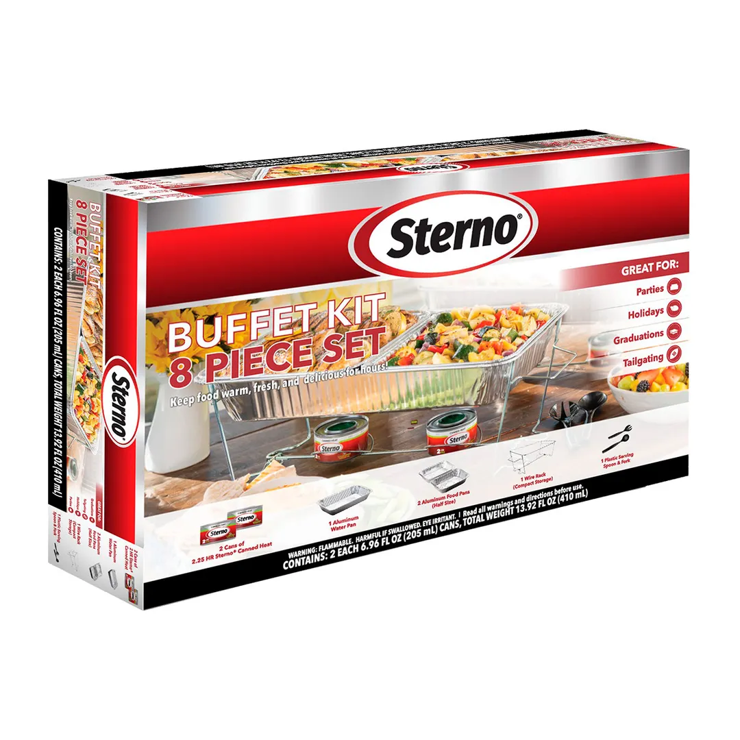 Sterno 70370 Kit - Chafing Dish with Rack, Water Pan, Food Pans, Heat, Serving Utensils - 4/Case
