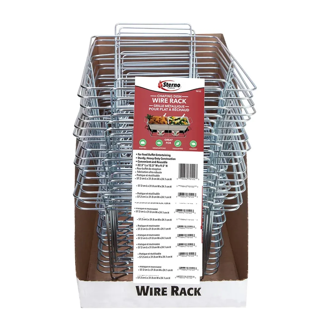 Sterno 70490 Wire Rack, 12"×23"×7.72", Steel, Reusable, Holds Aluminum Pans - 1/Case