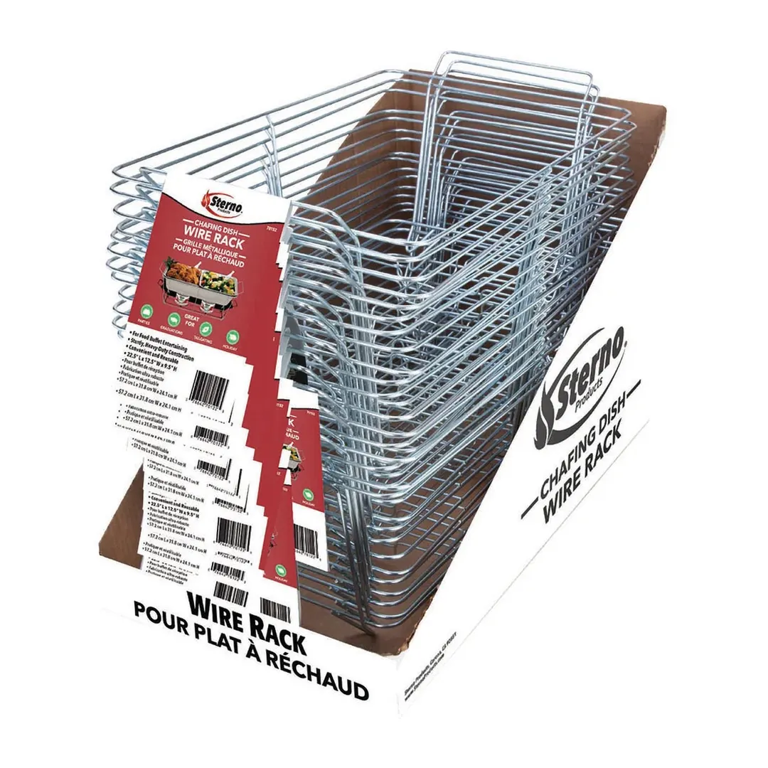 Sterno 70490 Wire Rack, 12"×23"×7.72", Steel, Reusable, Holds Aluminum Pans - 1/Case
