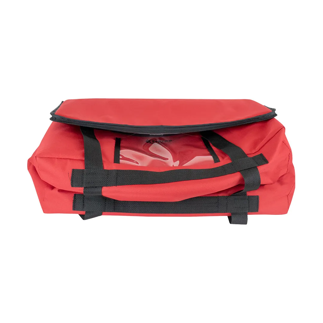 Sterno 71576 Red Insulated Food Carrier 15" x 23" x 13.5" Leak‑Proof Bag Holds Six Pans, Vinyl Liner