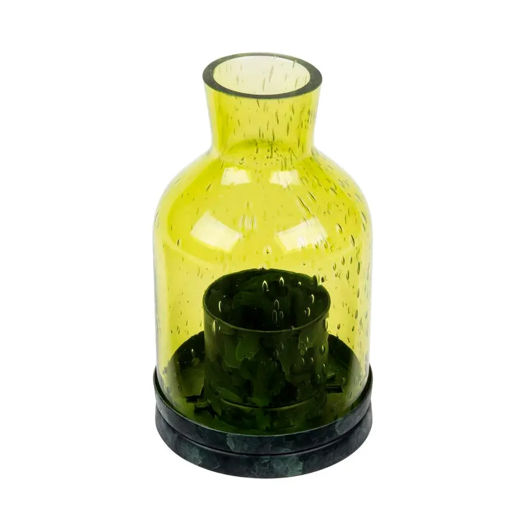 Sterno 80136 Edison Lantern Lamp, 5½" H x 3¼" Glass, Green, Soft Light Liquid Wax Candles, 6/Case