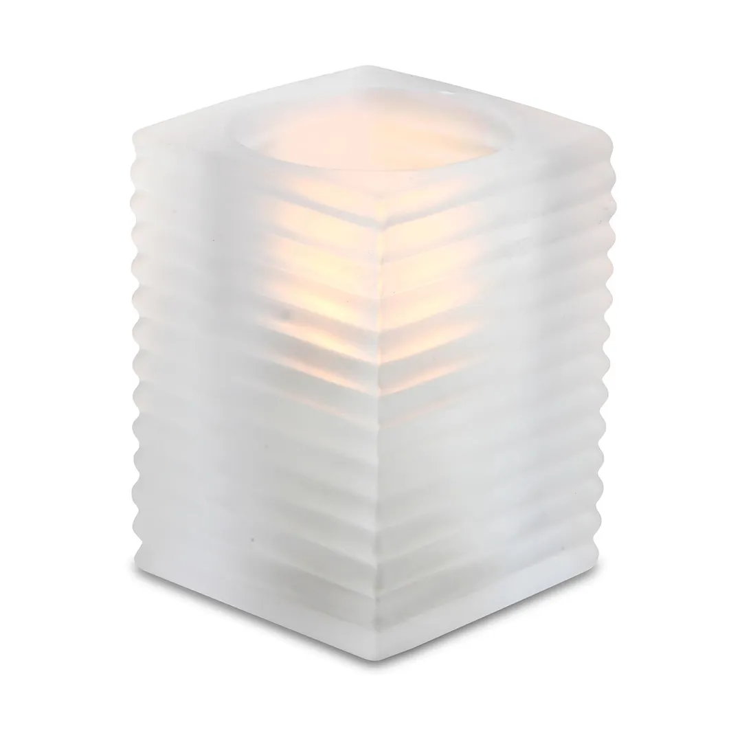 Sterno 80144 Elegance Kelly Lamp, 4" H x 2-7/8" Dia., Frost Glass, Wax Candle Compatible - Case