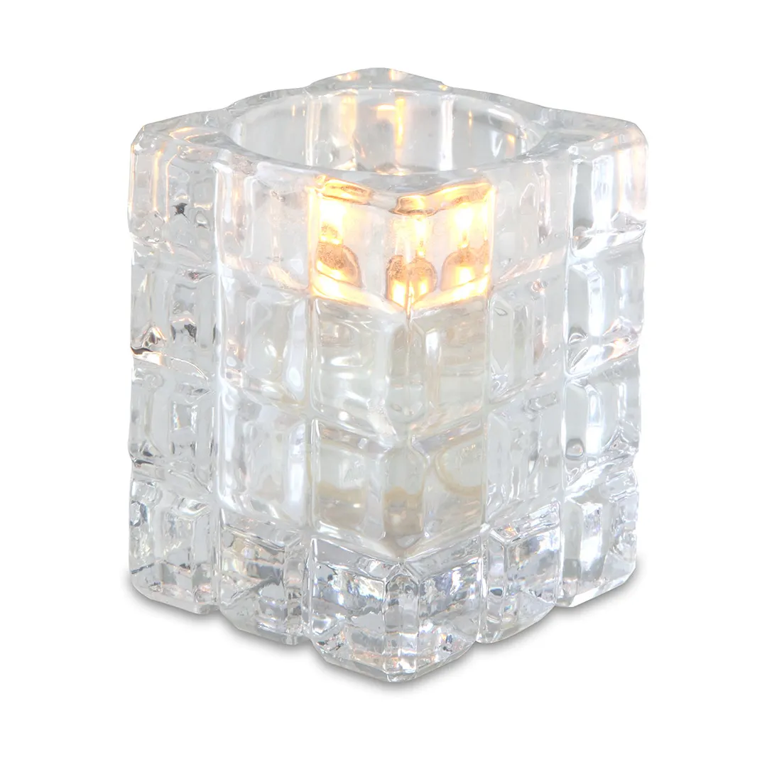 Sterno 80150 Krystle Lamp, 4" H x 3" Clear Glass Candle Holder for Soft Light Wax Candles - 1/Case