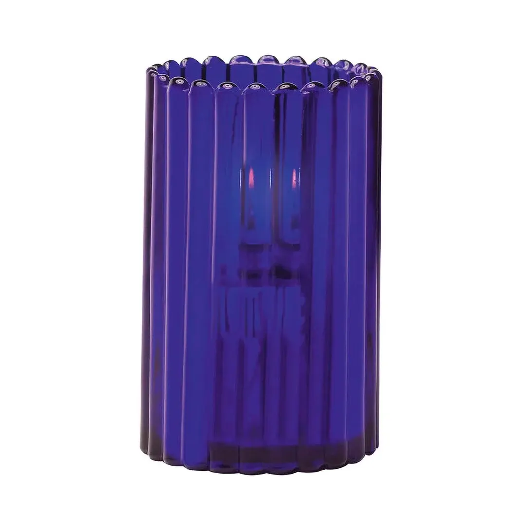 Sterno 80210 Paragon Candle Lamp, 5" H x 3-1/8" Dia., Glass, Blue, Fits 24-36hr Soft Wax - 6/Case