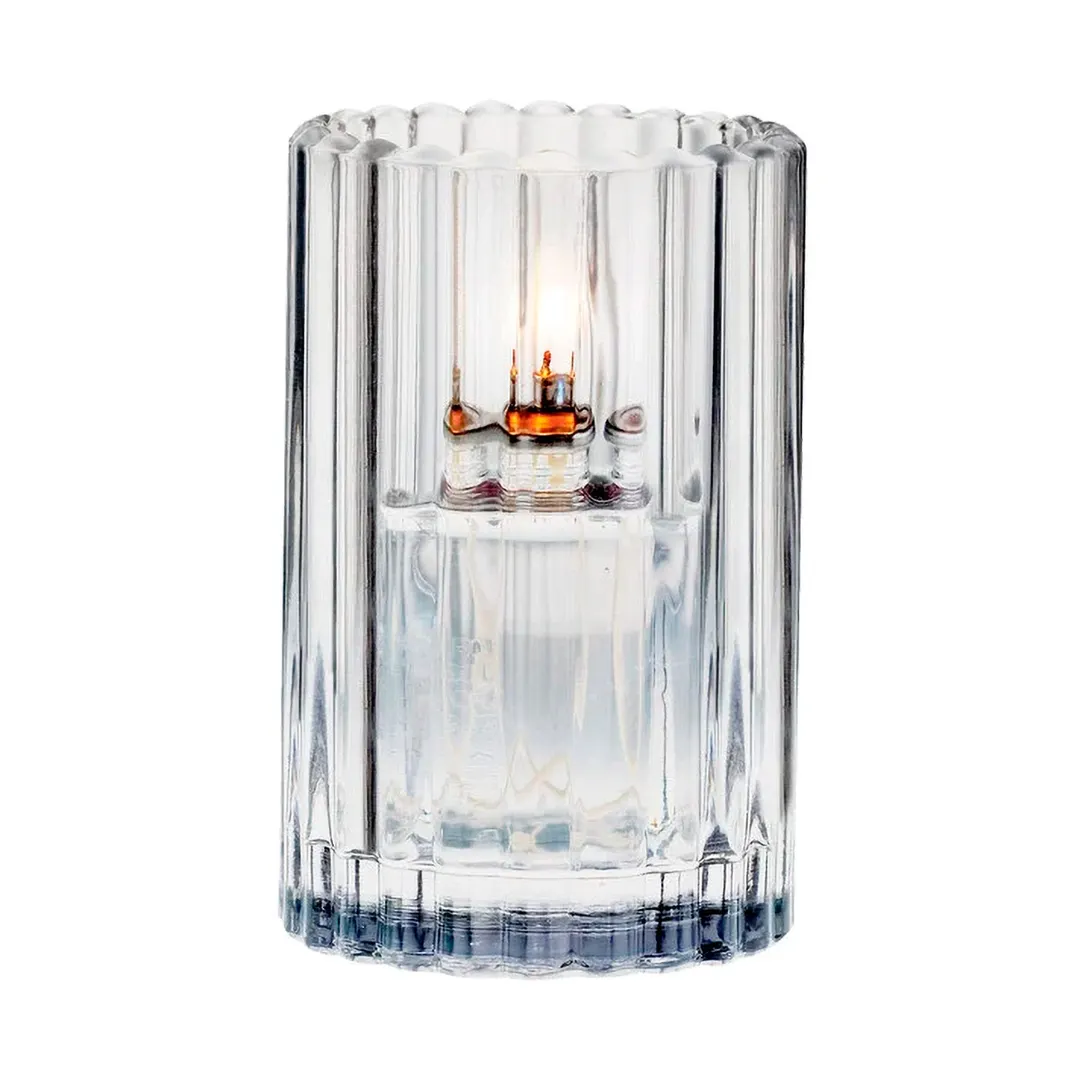 Sterno 80214 Paragon Candle Lamp, 5" H x 3-1/8" Dia Clear Glass, Wax or Flameless Candles - 6/Case
