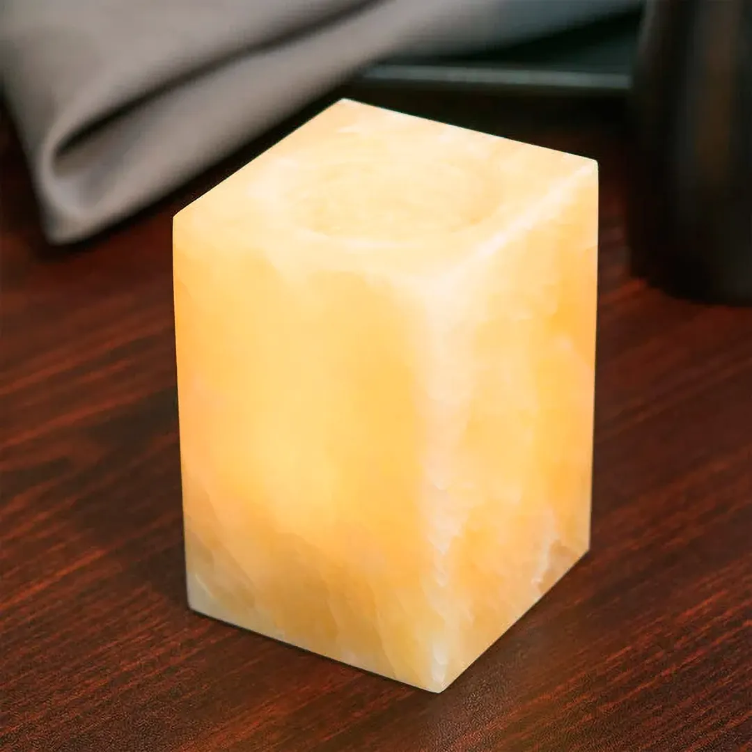 Sterno 80230 Classic Alabaster Candle Lamp, 3½" H x 2½" Dia., Square Glass Globe, Liquid Wax, - 6/Case