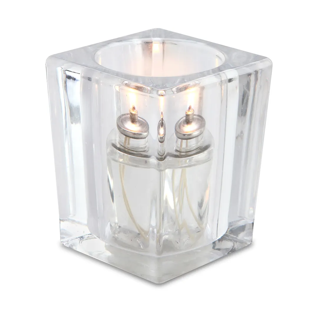Sterno 80236 Candle Lamp, 4" H x 3" Dia., Clear Glass Square, Soft Light® Wax Candle - Case