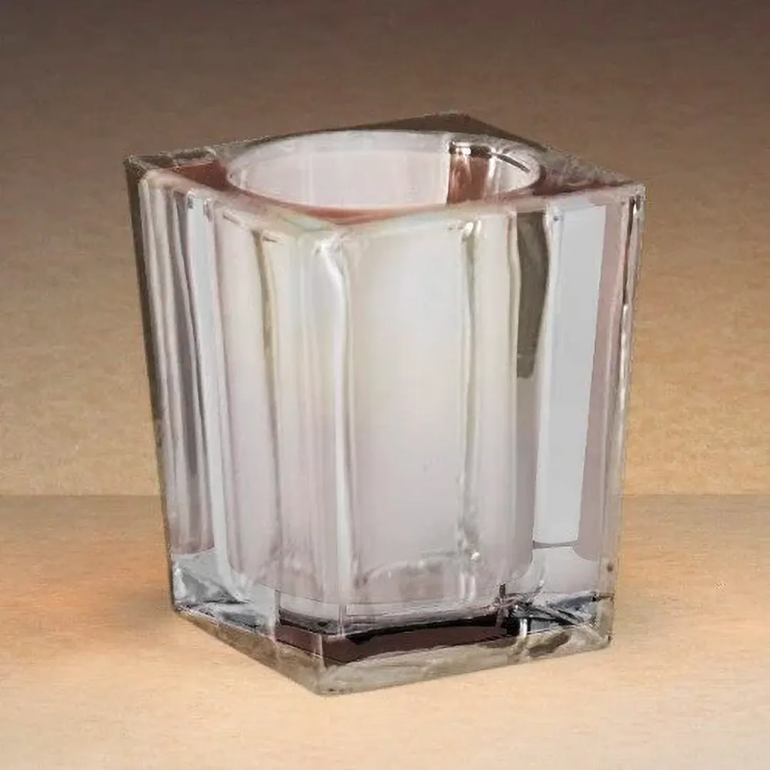Sterno 80236 Candle Lamp, 4" H x 3" Dia., Clear Glass Square, Soft Light® Wax Candle - Case