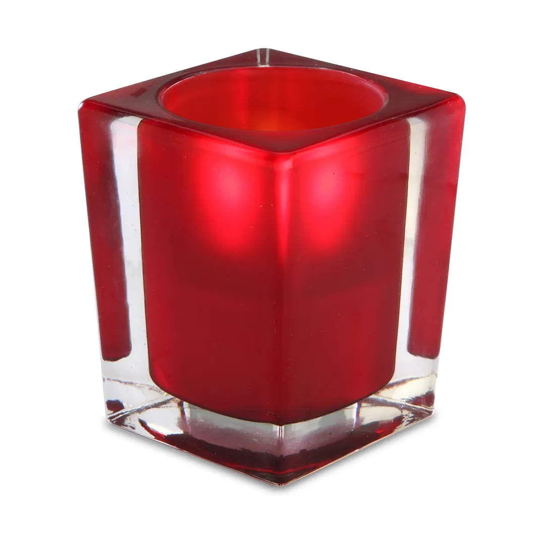 Sterno 80242 Elegance Lamp, 4" H x 3" Dia., Red Glass Candle Holder for Wax Candles - 6/Case