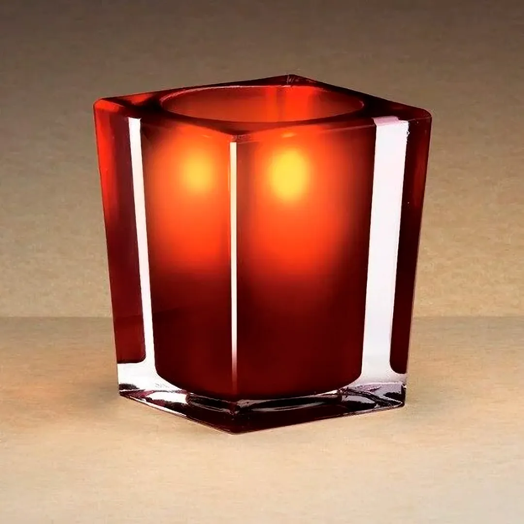 Sterno 80242 Elegance Lamp, 4" H x 3" Dia., Red Glass Candle Holder for Wax Candles - 6/Case