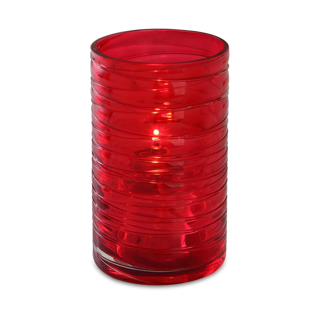 Sterno 80260 Katama Lamp, 5" H x 3" Dia, Large Red Glass Candle Holder, Wax Compatible - Case