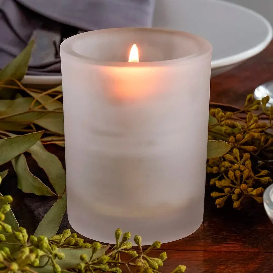 Sterno 80268 Lily Votive Lamp, Frosted Glass, 3‑5/16" H x 2‑5/8" Dia., Candle Compatible - 6/Case