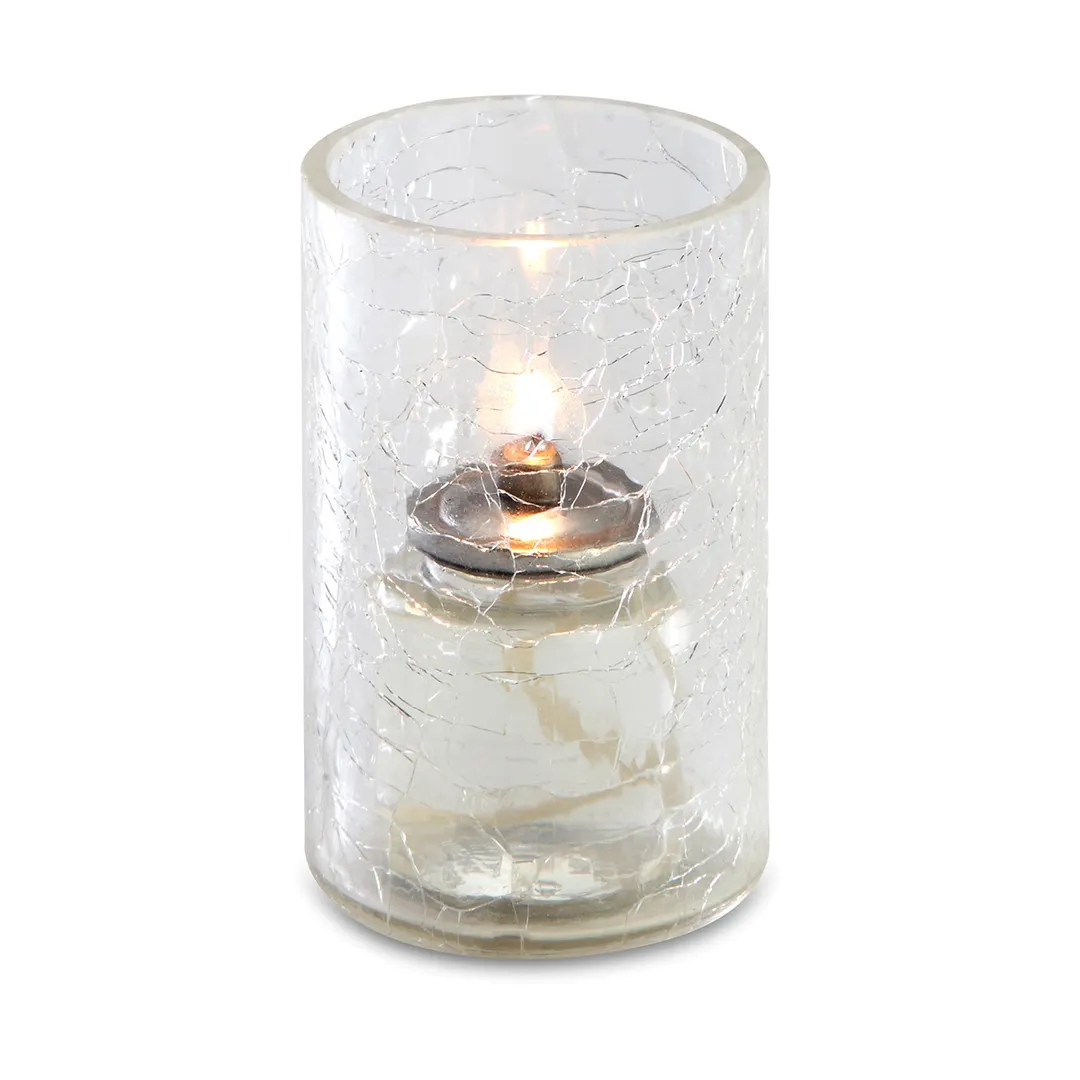 Sterno 80272 Grace Votive Lamp, 3½" H x 2¼" Dia, Clear Glass, Crackle Finish, Candle Holder - 6/Case