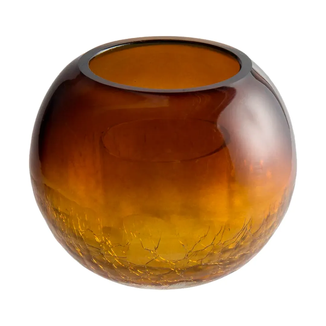 Sterno 80288 Roma Candle Lamp, 3.25" H x 4.25" Dia., Amber Sphere, Crackle Finish, Light Wax, 6/Case