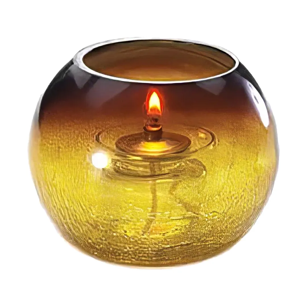 Sterno 80288 Roma Candle Lamp, 3.25" H x 4.25" Dia., Amber Sphere, Crackle Finish, Light Wax, 6/Case