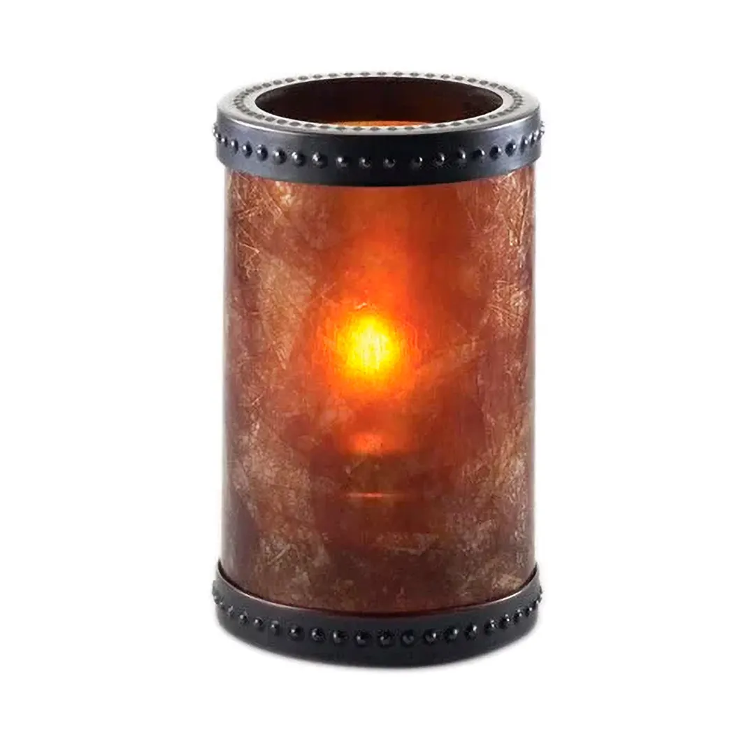 Sterno 80308 Madison Lamp, 5" H x 3 1/8" Dia., Amber MICA Glass, Wax Candle Compatible - Case