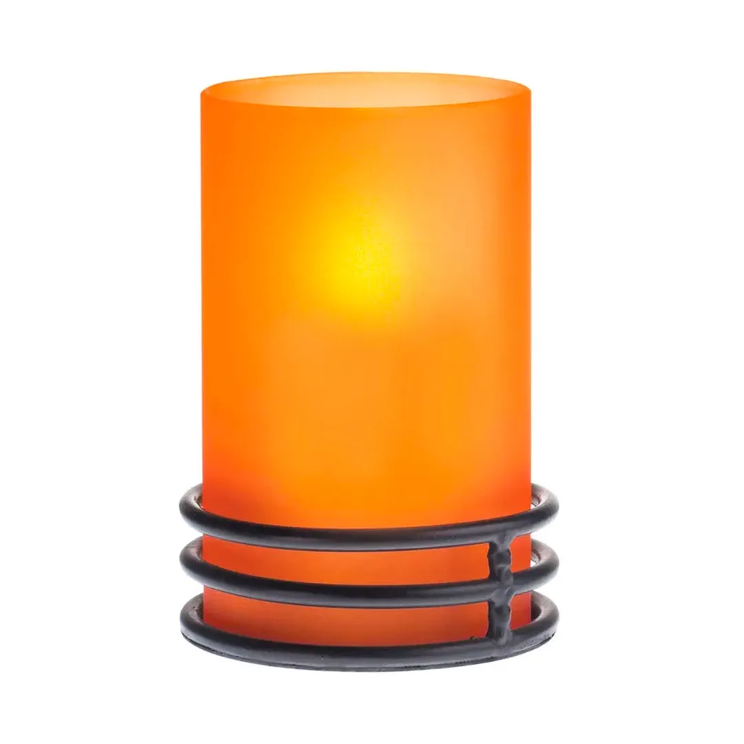 Sterno 80366 Lamp, 4" H x 2-13/16" Dia., Orange Glass Globe, Base, Wax or Flameless Candles - 6/Case