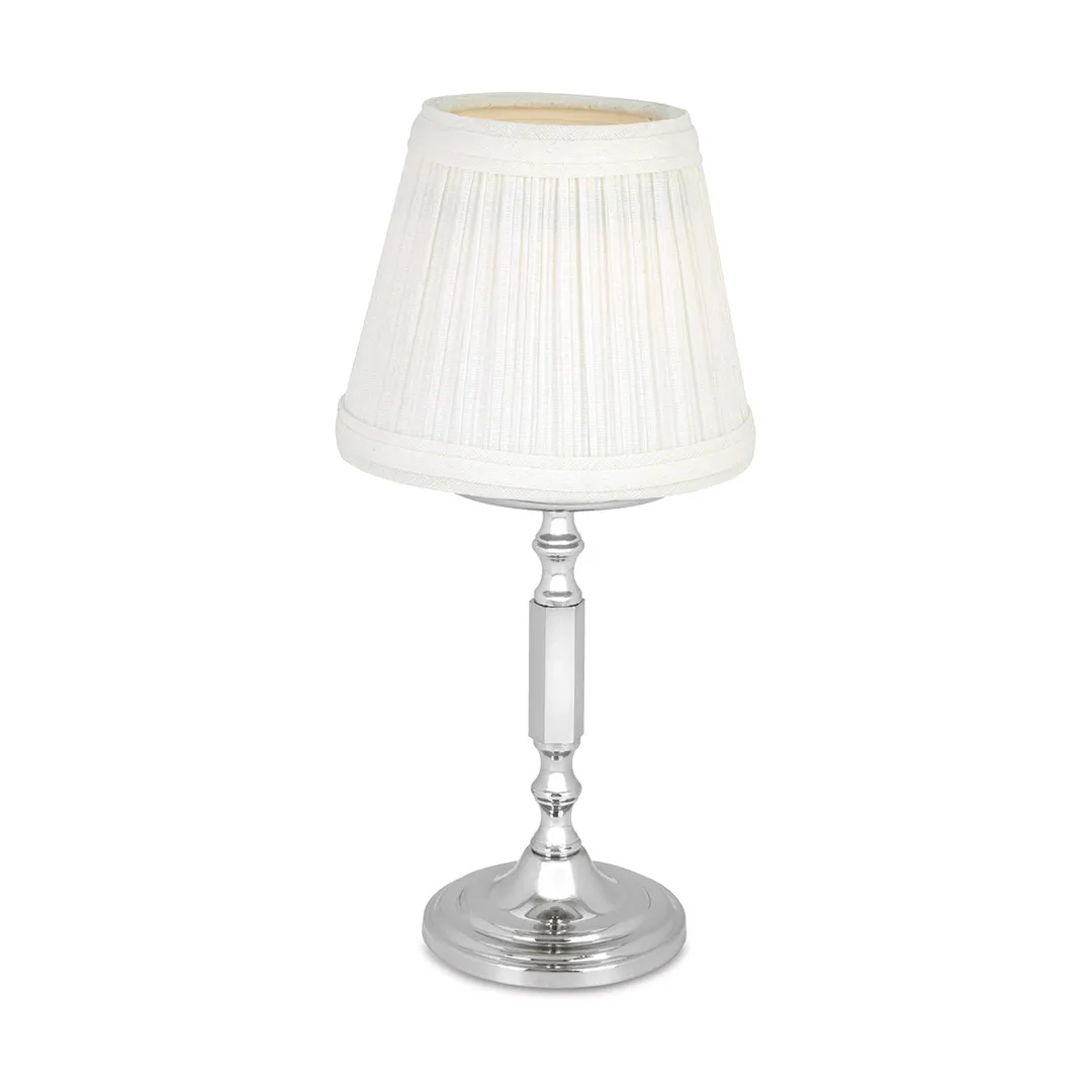 Sterno 80420 Candle Lamp, 10-1/2" H x 3-11/32" Dia., Silver-Plated Base, White Shade, Liquid Wax - Case
