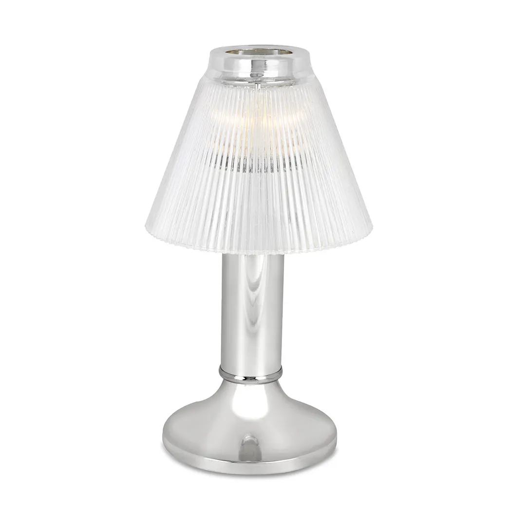 Sterno 80478 Paige Lamp, 9-15/16" H x 4-3/8" Dia., Chrome Base, Globe Shade, Candle, 6/Case