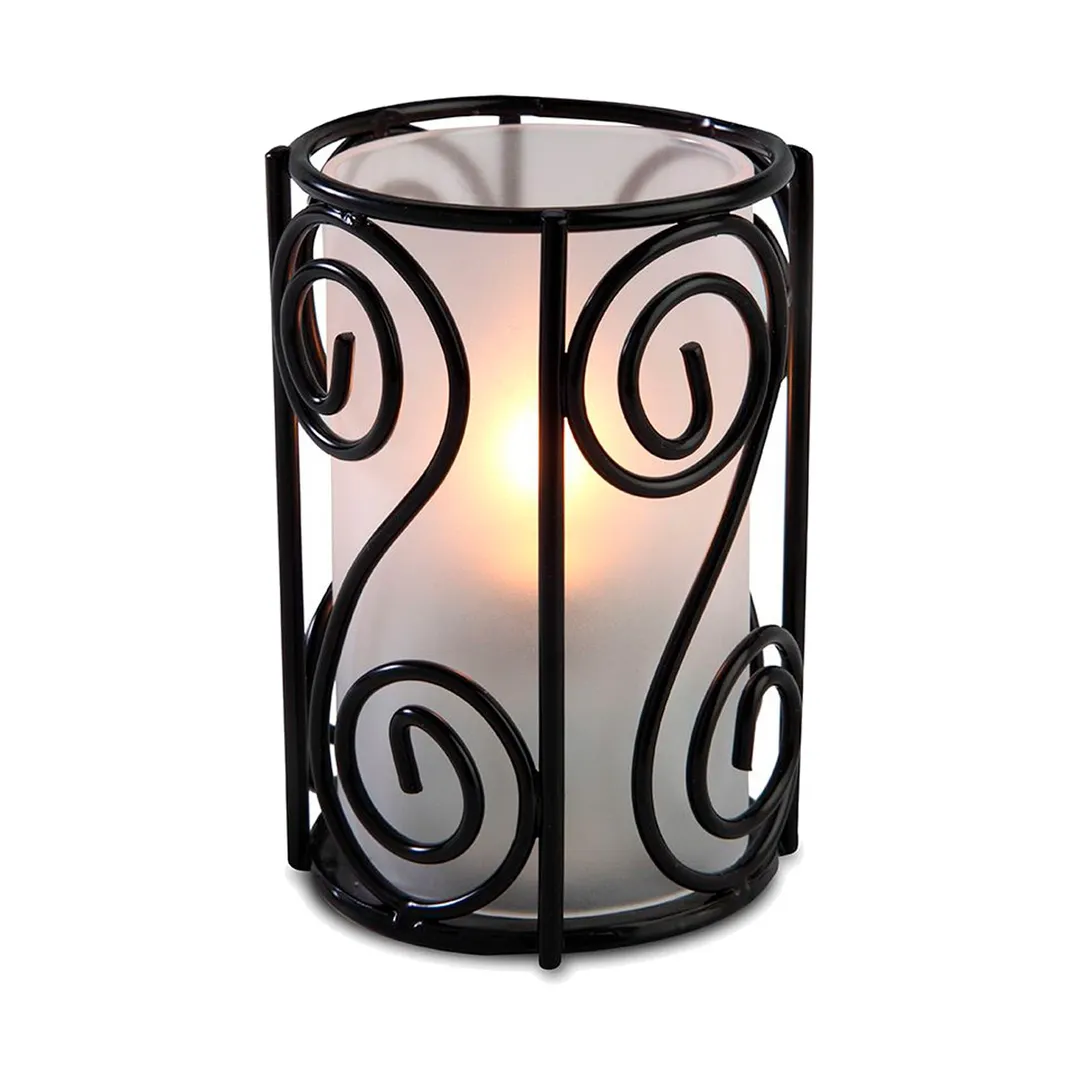 Sterno 85264 Industrial Chic Swirl Lamp Base, Gloss Black Wire, 4"1/8 H x 2"3/4 Dia., Round - 6/Case