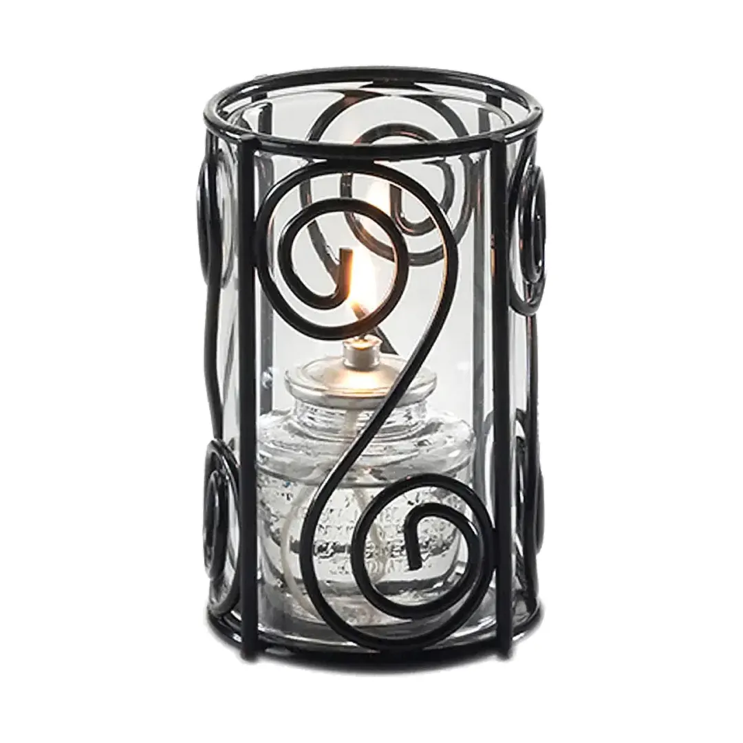 Sterno 85264 Industrial Chic Swirl Lamp Base, Gloss Black Wire, 4"1/8 H x 2"3/4 Dia., Round - 6/Case