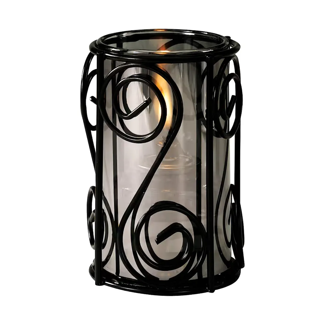 Sterno 85264 Industrial Chic Swirl Lamp Base, Gloss Black Wire, 4"1/8 H x 2"3/4 Dia., Round - 6/Case