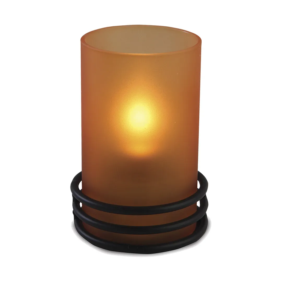 Sterno 85280 Globe Candle Lamp, 4" H x 2-3/8" Dia., Orange Frost Glass Cylinder - 6/Case