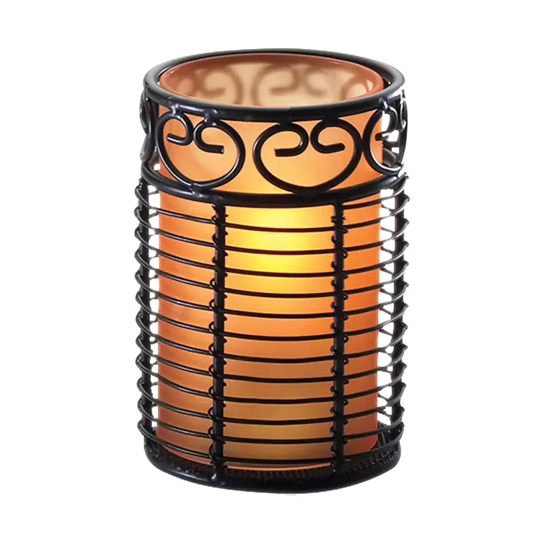 Sterno 85280 Globe Candle Lamp, 4" H x 2-3/8" Dia., Orange Frost Glass Cylinder - 6/Case