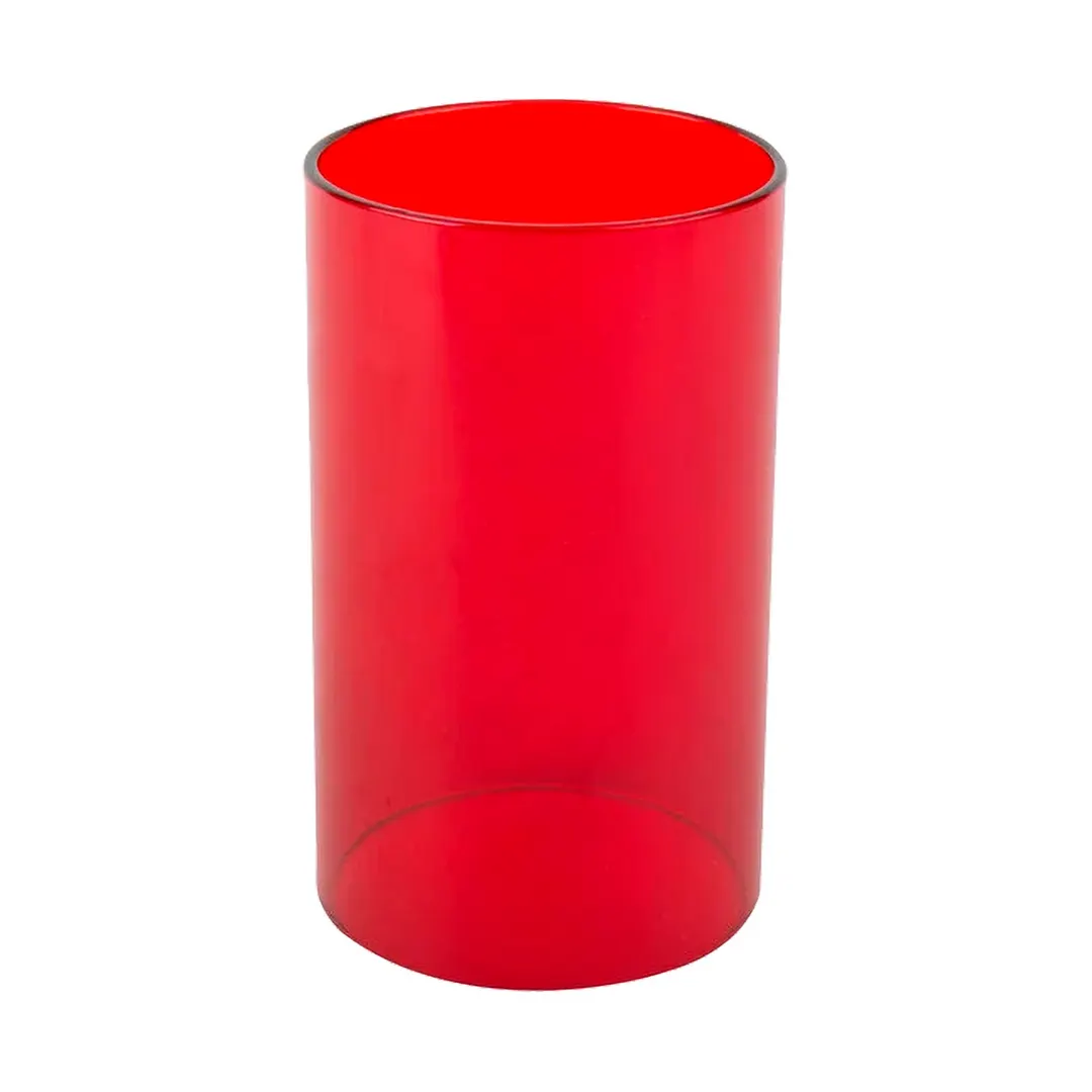 Sterno 85306 Industrial Chic Globe Candle Lamp, 5" H x 3" Dia Glass Cylinder, Red Finish - 6/Case