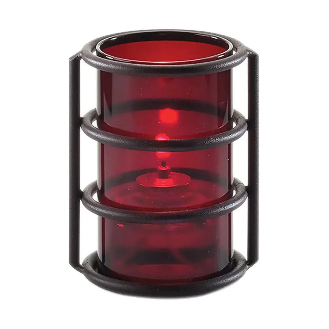 Sterno 85306 Industrial Chic Globe Candle Lamp, 5" H x 3" Dia Glass Cylinder, Red Finish - 6/Case