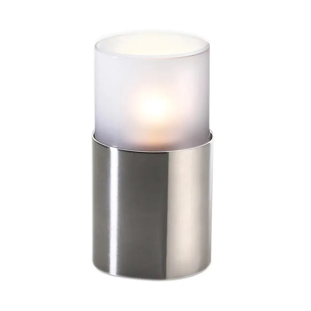 Sterno 85338 Monacco Globe Candle Lamp, 5" H x 2-1/2" Dia Glass Cylinder Frost Finish - 6/Case