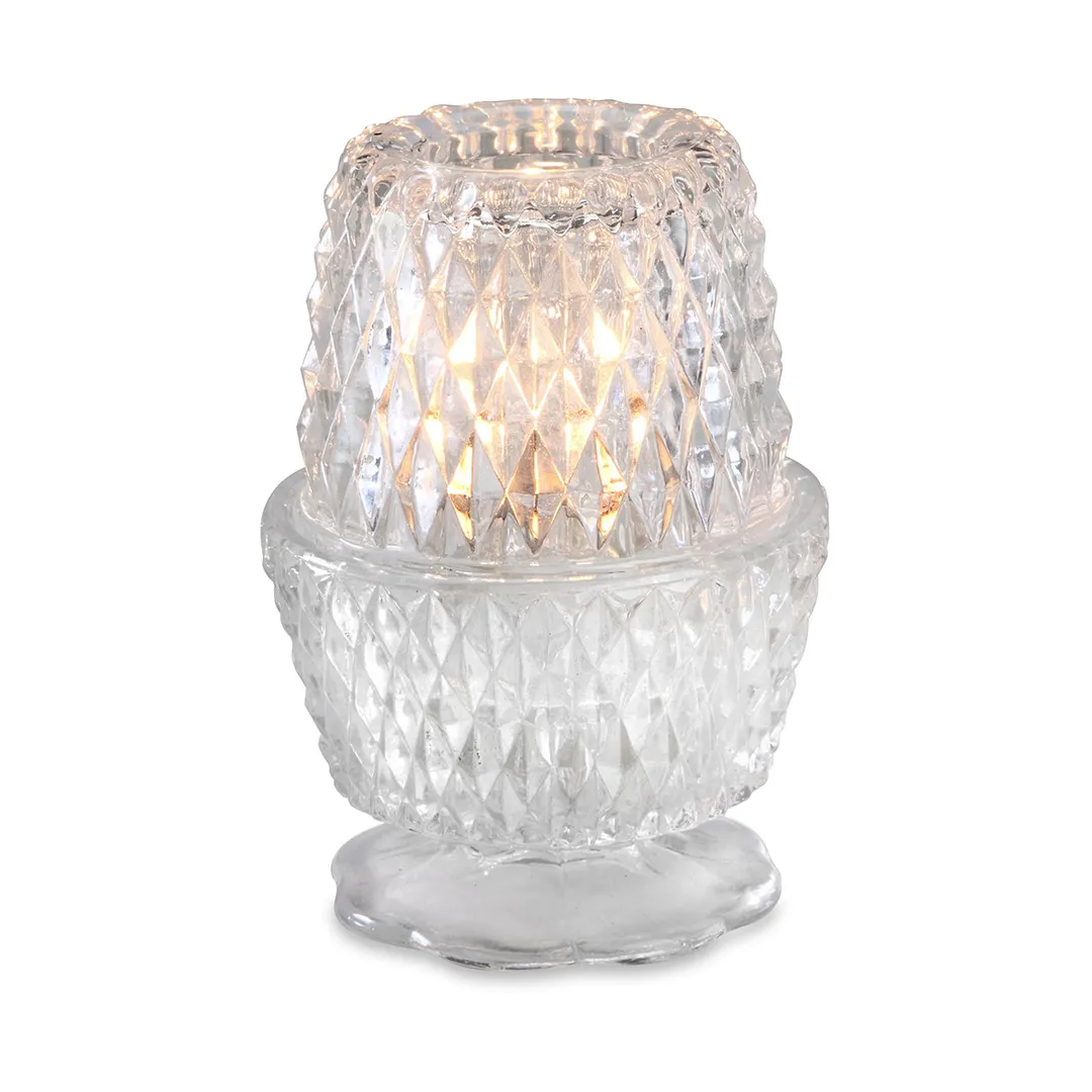 Sterno 85370 Crawford Globe Candle Lamp, 3" H x 3-1/4" Dia., Clear Glass, Point Style - 6/Case