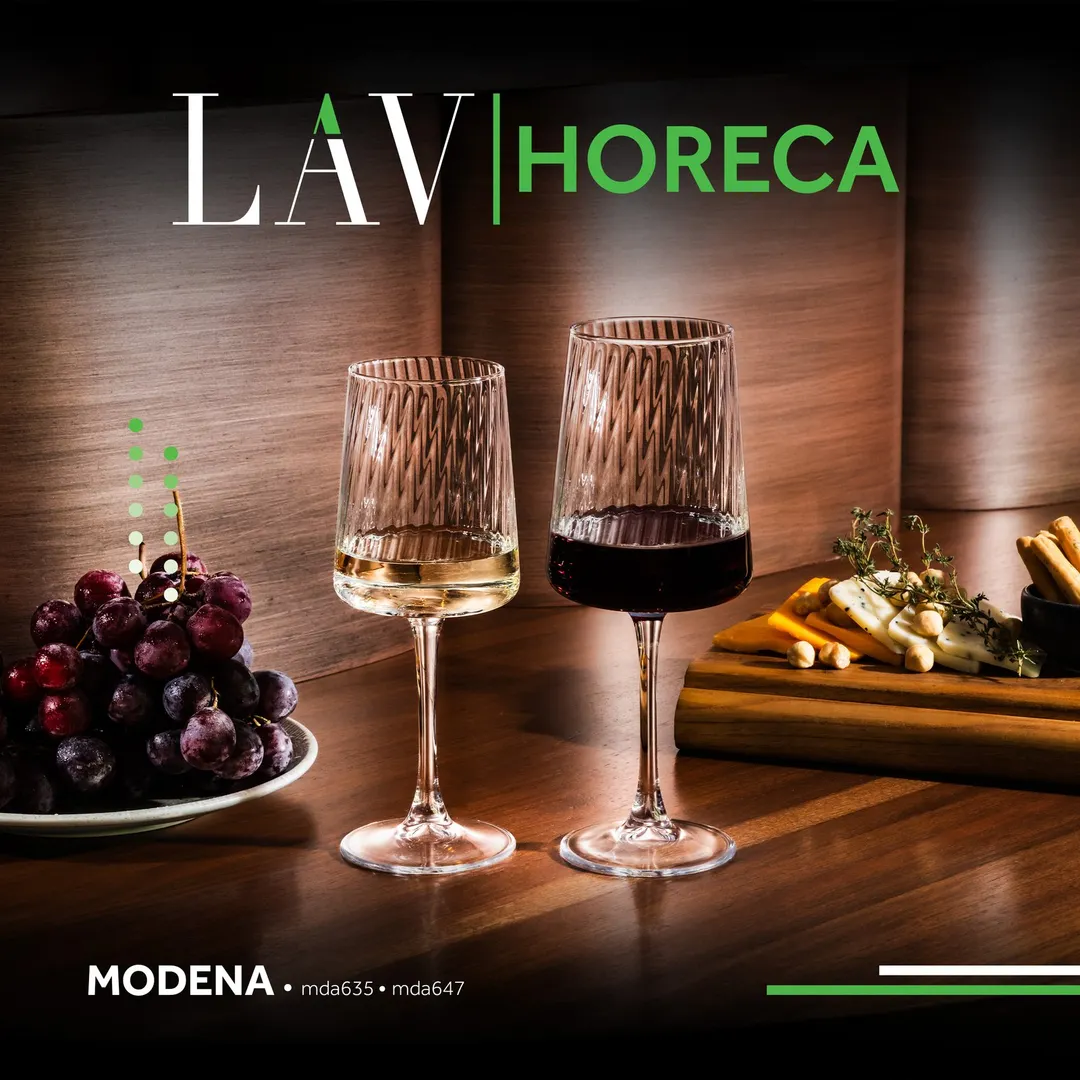 LAV HORECA MDA635 Wine Glass, 11.75 oz, 8¼" H, 2½" Rim Ø, 3" Base Ø, Soda Lime Glass - 6/Case