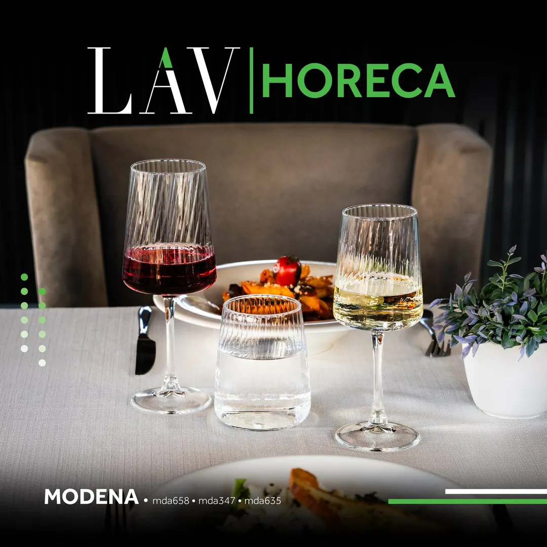 LAV HORECA MDA658 Modena Wine Glass, 19.6 oz, 9¼" Height, Stemmed, Fine Rim, Soda Lime - 12/Case
